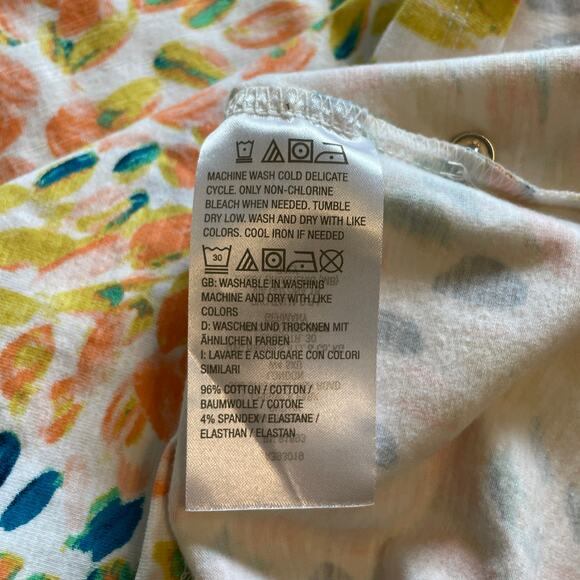 D & Co Dandelion Geo Henley Tee Womens Medium Multicolor Cotton Casual Knit Top - Picture 5 of 7